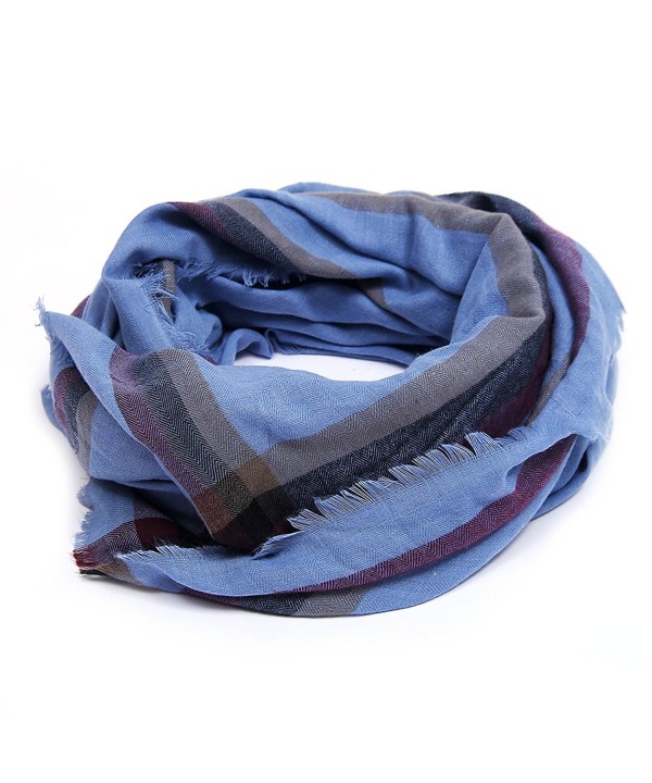 Women's Warm Plaid Blanket Scarf Gorgeous Checked Wrap Shawl - Blue - CZ186M4KA0O