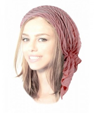 Boho Chic Pre-tied Head-Scarf Tichel Textured Breathable Knit Collection ShariRose - Light Pink Sparkle - CC1838SNI25