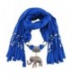 Mosunx Women Lady Winter Elephant Pendant Necklace Scarf Tassel Warm Scarves - Blue - CT128ZMRBC1