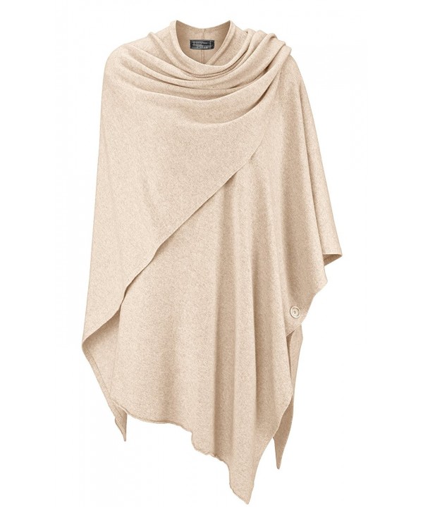 Cashmere Dreams Womens Wrap Poncho Topper - With Cashmere - Various Colors - Beige2 - CN184SG24DA