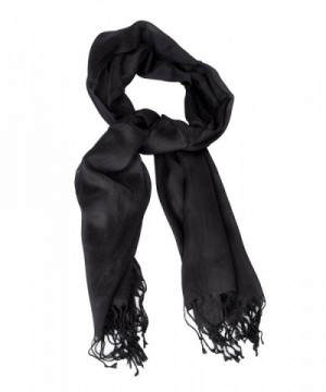 Ladies' Elegant Solid Color Viscose Scarves - Black - C3120SA0RN7