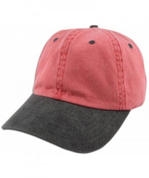 Dad Hat Pigment Dyed Two Tone Plain Cotton Polo Style Retro Curved Baseball Cap 1200 - Red / Black - CC17Y2D0YGA