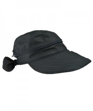 DRESHOW Large Brim Visor Sun Hats For Women Beach Roll up Packable Hat UPF 50+ - Black - C41807NEWTN