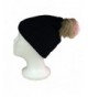 Women's Premium Faux Fur PomPom With Warm Fur Lining Knitted Slouchy Beanie Hat - Black - CX120AXG4H5