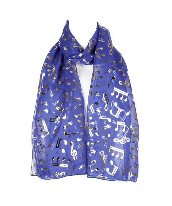 Musical Notes Chiffon Ladies Womens Scarf Shawl Wrap - Blue - C312EW8H019