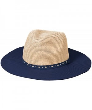 D&Y Women's Marled Paper Braid Hat With Solid Brim - Navy - CX12BL7VGWX