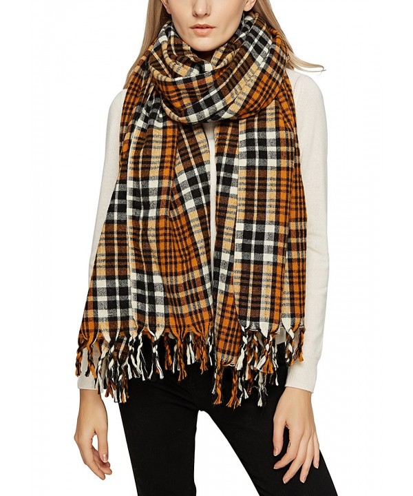 Urban CoCo Women's Tartan Plaid Blanket Scarf Winter Checked Wrap Shawl - Series 4 Yellow - CS187LREO7I