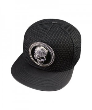 So'each Punk Skull Hip Hop Flatbill Visor Snapback Peaked Cap Baseball Hat - Black - C012EKDETWJ