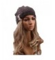 Womens Fashion Lightweight Cutout Crochet Knit Beret Beanie Hat with Side Button - Brown - CX12HGTUIZB