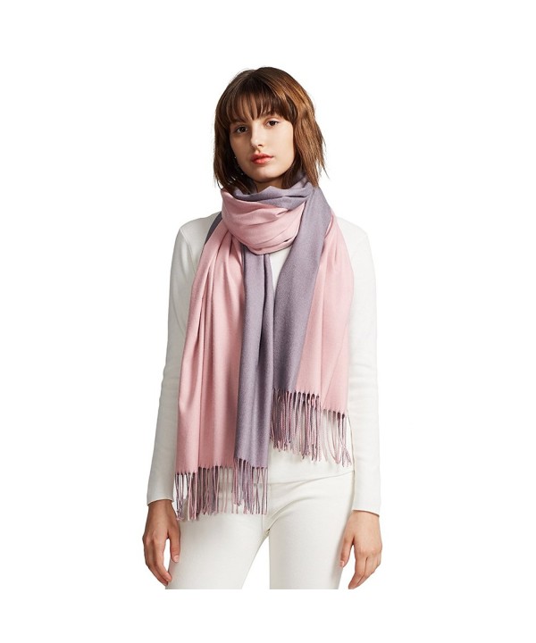 MaaMgic Womens Soft Cashmere Feel Pashmina Shawls Wraps Large Long Winter Scarf - Pink and Purple - CS185DWU42M