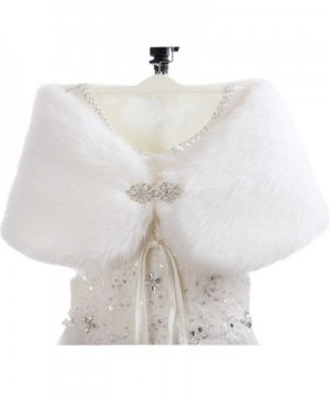 WDING Bridal Warm Fur Shawl White Wedding Bolero Wrap Cape Stole Women Coat - White-single Side Fur With Diamond - CS185SHD52M