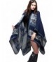 YACUN Women's Winter Reversible Oversized Blanket Poncho Cape Shawl Scarves - DarkBlue - CE12M7YJ739