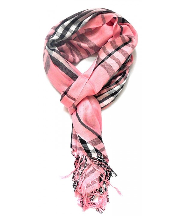 TitFus Classic Designer Inspired extended Plaid Scarf Wrap shawl throw large - Pink - CN11JZQZNTF