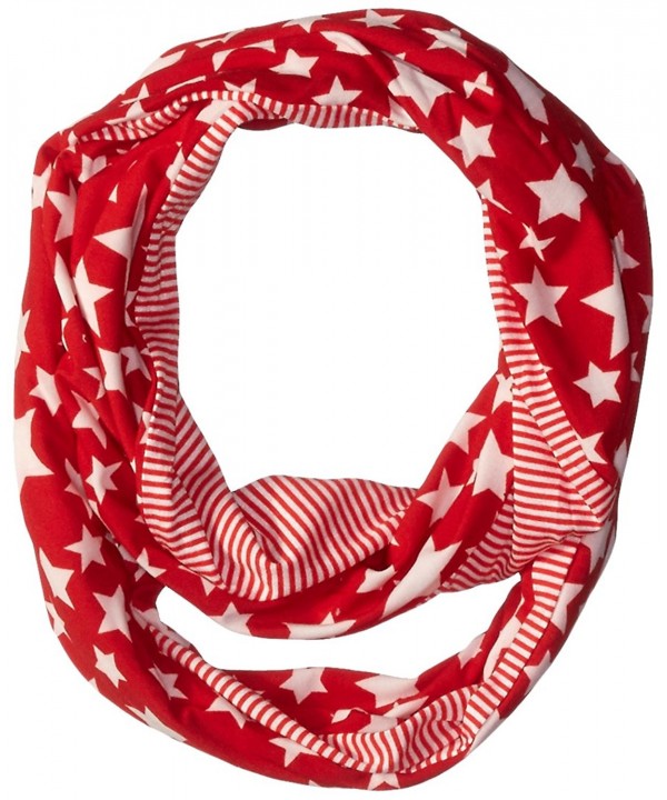 D&Y Women's Americana Stars and Stripes Jersey Loop Scarf - Red - CR120NP4TK5
