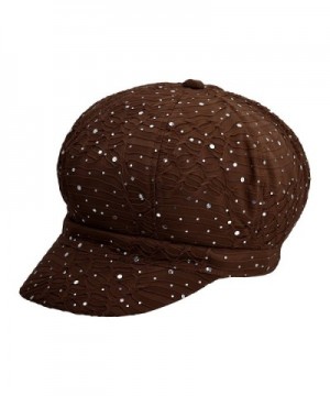 Cap911 Women's Sparkle Newsboy Hat Cap - Many Colors - Brown - CR11NK9WYD1