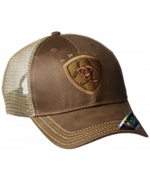 Ariat Men's Oil Skin Mesh Snap Back Hat - Brown - CD11Q4Z38XX