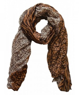 Peach Couture All Seasons Retro Zebra and Leopard Print Crinkle Scarf - Coffee - CU12NH0CF6S