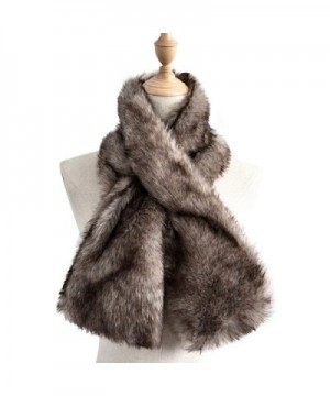 Yetagoo Women Winter Soft Faux Rabbit Fur Collar Scarf Stole Both Side Hair Scarf Shawl - Gray - C0187K7I55L