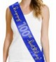 100th Birthday Party Supplies Happy 100th Birthday Sash by RhinestoneSash.com - Blue (Metallic Gold Graphic) - CI12OCBZQ42