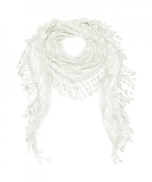 Falari Vintage Women Lace Scarf With Fringes Polyester - Style 1 - White - CI186ZHKL0Z