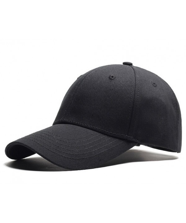 Unicolor Travel Baseball Cap Sports Golf Camping Beach Brim Sun Trucker Hat Cap - Black - CY182XIEO8D