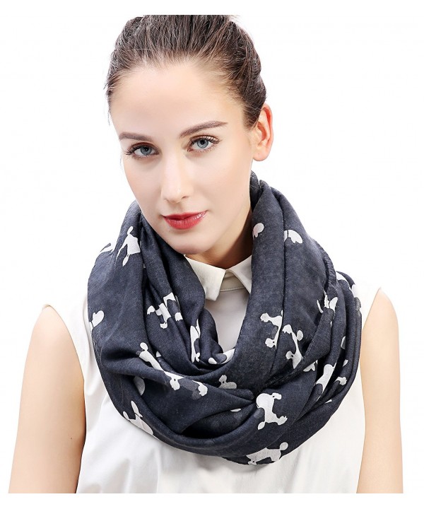 Lina & Lily Poodle Dog Print Women's Infinity Scarf Lightweight - Grey&white-l - CR127VLWZWX