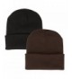 2 Pack Beanie Hats Assorted Colors 11.5 Inches Long Skull Caps - 8 Colors Available - Black & Brown - CW188CK80CX