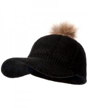 Naomi Time Women Autumn Winter Knitted Hat Baseball Cap Visor Fluffy Beanie Daily Slouchy Hat - Black 1 - CI18657RMYQ