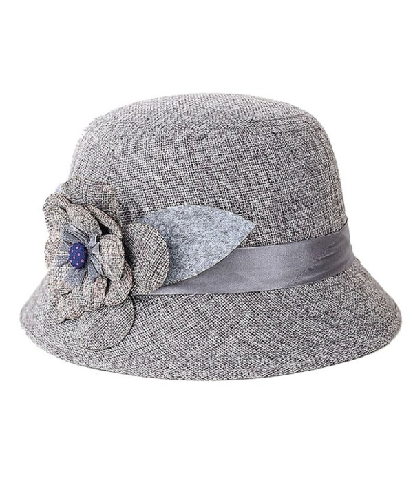 Sunward New Fashion Women Flax Flower Hat Bowler Billycock Cap - Gray - C111XGQUTDZ