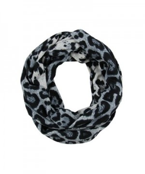 RW Soft & Cozy Knit Leopard Print Infinity Scarf - Gray - CW126M840VF