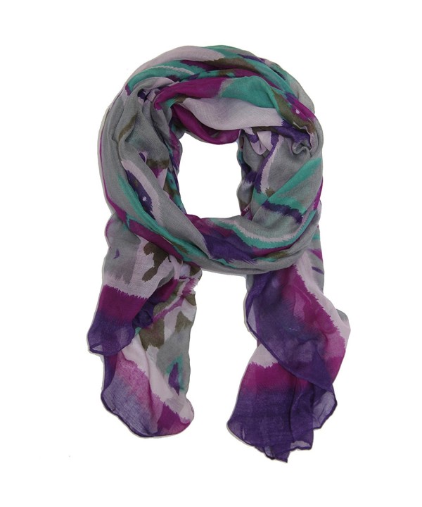 Bucasi Ikat Trendy Geometric Bohemian Scarf - Purple - CY11FLRUR6B