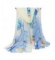 GERINLY Chiffon Scarves Lotus Flower Pint Sheer Neck Scarf - Beige+lightblue - CP1825996YL