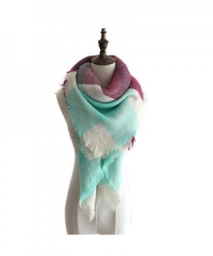 Women's Stylish Soft Plaid Warm Blanket Scarf Winter Large Gorgeous Wrap Shawl - Mint&purple - CS186CYGL2I