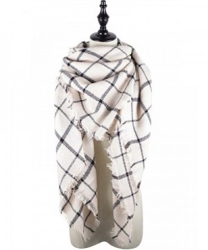 Womens Pashmina Classic Blanket Scarves - Beige Plaid - CW1887S9OSN