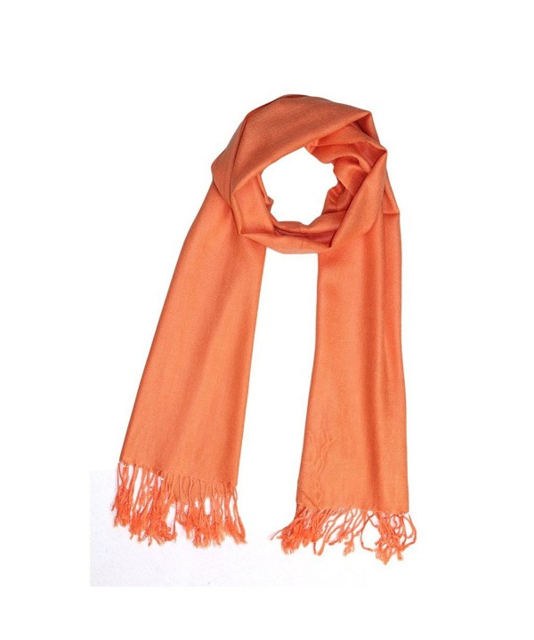 Reversible Pure Color Silky Beach Wrap Shawl Womens Decoration Scarf - Orange - C312H09N737