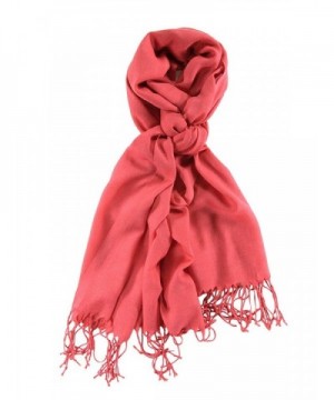 La Purse Light Weight Solid Color Pashmina Scarf- Silk Feel & - Coral Cloud - CJ11RW162C7