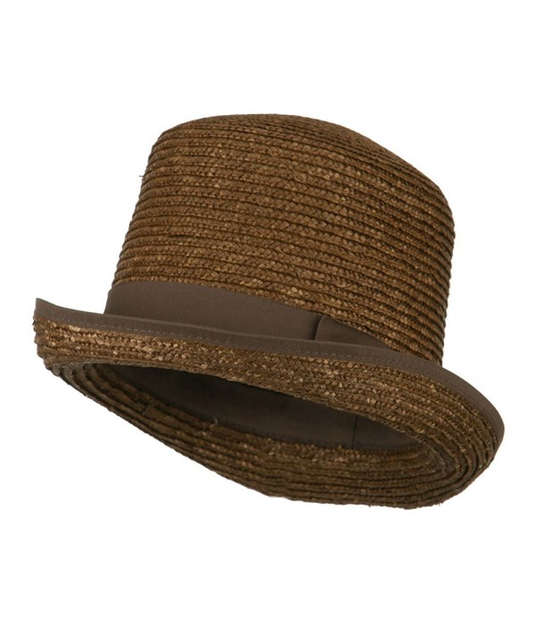 Wheat Braid Top Hat Fedora - Brown - CU11K1CO4ZL