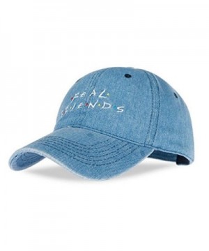 WENDYWU Unisex Real Friends Embroidered Panel Dad Hat Baseball Cap (Blue) - CJ17YHDDQ86