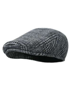 Howels Glen Plaid Wool Vintage Irish Newsboy Cap Duckbill Flat Hunting Hat - Grey - C8188KKLS0D