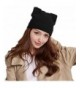 Penny's Women Cat Ear Beanie Hat Wool Braided Knit Trendy Winter Warm Cap - Dark Black - CS1895I895C
