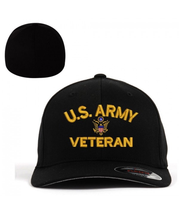 ARMY U.S. Army Veteran Flexfit Baseball Cap Military Hat Black - C9182OSAETE