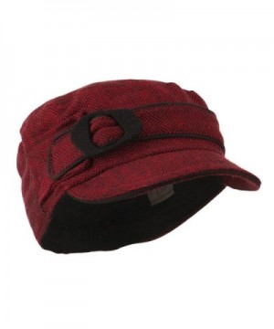 Fitted Herringbone Military Cap - Red - CT11GI7KVN7