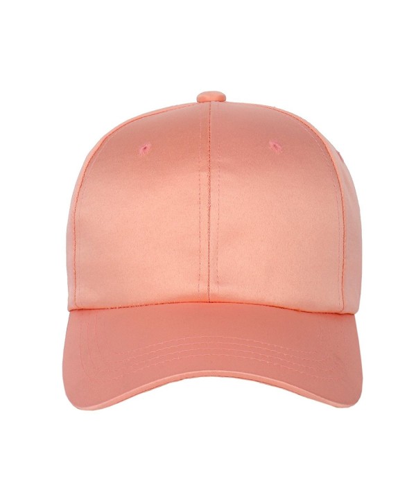 1611MAIN Unisex Satin Low Profile Baseball Strapback Dad Hat Cap - Pink - CL12O2TG7HT