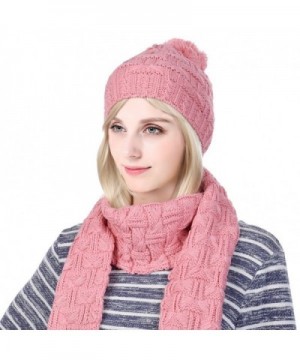 Vbiger Warm Winter Knit Hat and Scarf Set- 2-Pieces Winter Knitted Set for Men and Women - "		 	 Beige	 	" - CG187R7W7O8