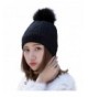 HindaWi Womens Beanie With Pom Pom Winter Hats Knitted Ski Wool Knit Warm Slouch Skull Caps - Black - CE184WN47N5