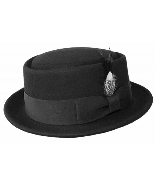 Men's 100% Soft & Crush-able Wool Felt Pork Pie Black Hats Sz L/XL - CM11J3DOO63