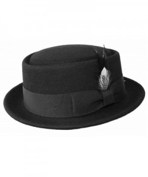 Men's 100% Soft & Crush-able Wool Felt Pork Pie Black Hats Sz L/XL - CM11J3DOO63