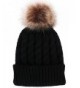 Verabella Women's Winter Soft Chunky Cable Knit Pom Pom Beanie Hats Skull Ski Cap - Black - CN188AO4SUK