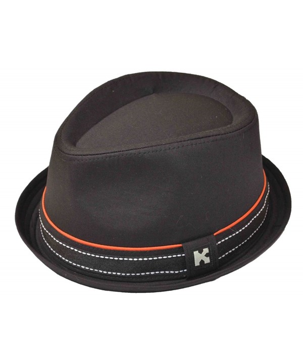 K Men's Upturn Diamond Crown Pork Pie Cotton Fedora Black - CB126HUQFL1