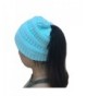 WONBURY Beanie Tail Womens Knit Ponytail Messy Bun Beanie Solid Ribbed Winter Hat Cap - Blue - CL187G0GG0E